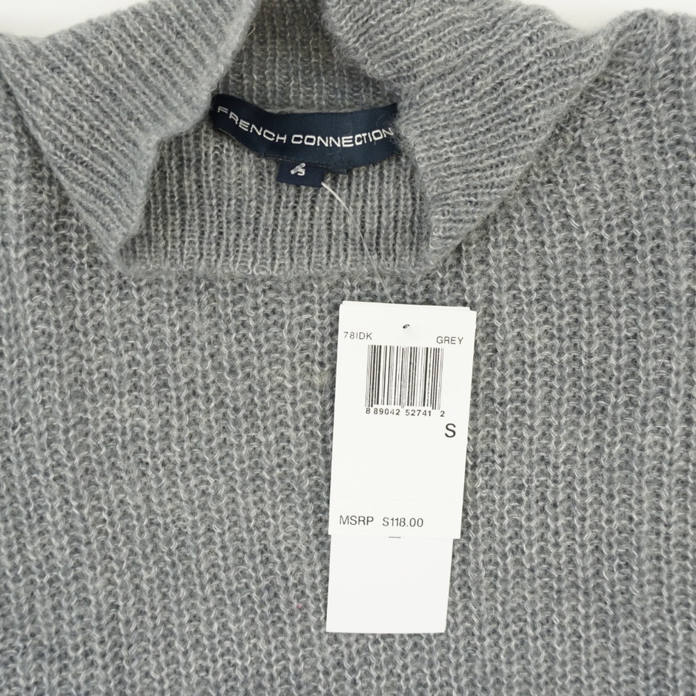 French Connection Womens's Top S Sleeveless Crossback Mock Neck Sweater Gray S - Picture 5 of 6